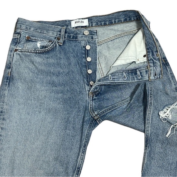 AGOLDE Riley High Rise Straight Crop Jeans in Distressed Escalate Wash Size 28 - Picture 6 of 12